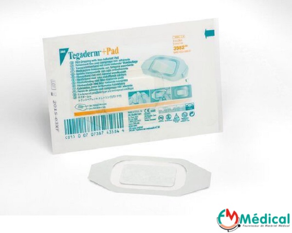 Tegaderm+pad transparent stérile avec compresse absorbante 3M 3582 5x7cm