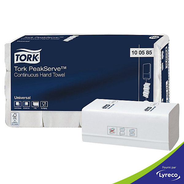 ESSUIE-MAINS TORK PEAKSERVE POUR H5 - 1 PLI - BLANC - 12 PAQUETS X 410 FEUILLES