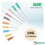 Aiguilles hypodermique 19G 1,1x38mm Crème, Agani Terumo, boîte de 100