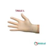 Gants Latex non poudrés blancs, taille L, boîte de 100 1