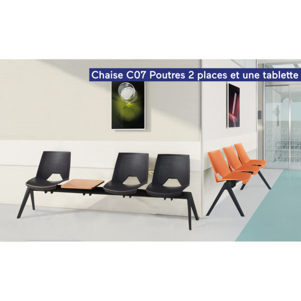 Chaise C07 Poutres 2 places et une tablette_Plan de travail 1